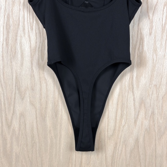 For Love And Lemons Clara Retro Ribbed Thong Bodysuit in Black - Picture 12 of 16